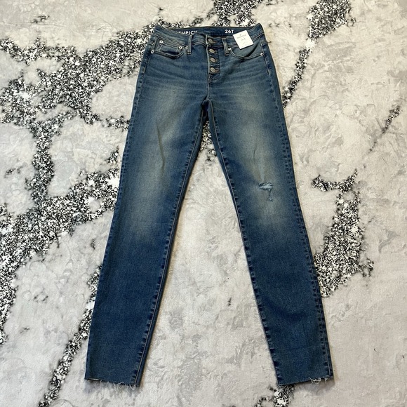 J. Crew Denim - J Crew Jeans Womens‎ Size 26 Tall 9in Toothpick Button Fly Raw Hem Denim